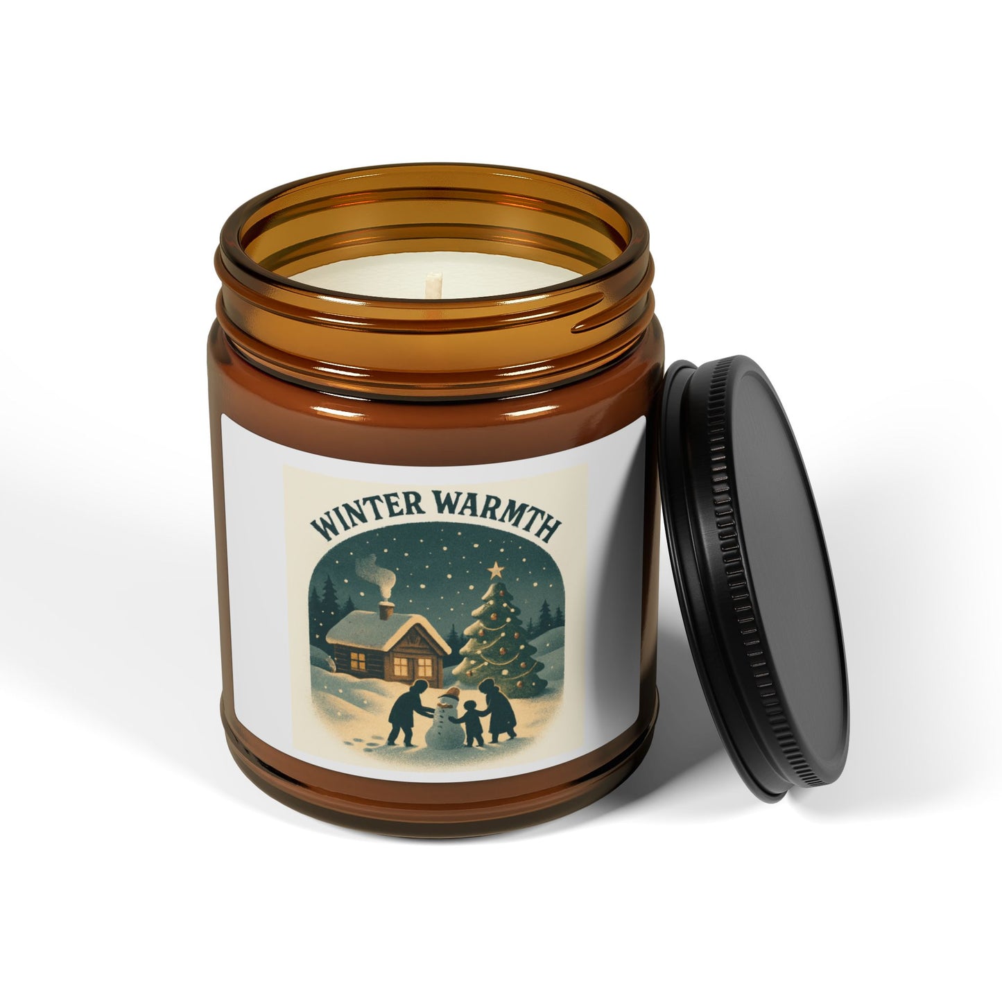 Cozy Winter Warmth Scented Soy Candle | Eco-Friendly Amber Jar, Holiday Home Decor, Aromatherapy Gift, Self-Care