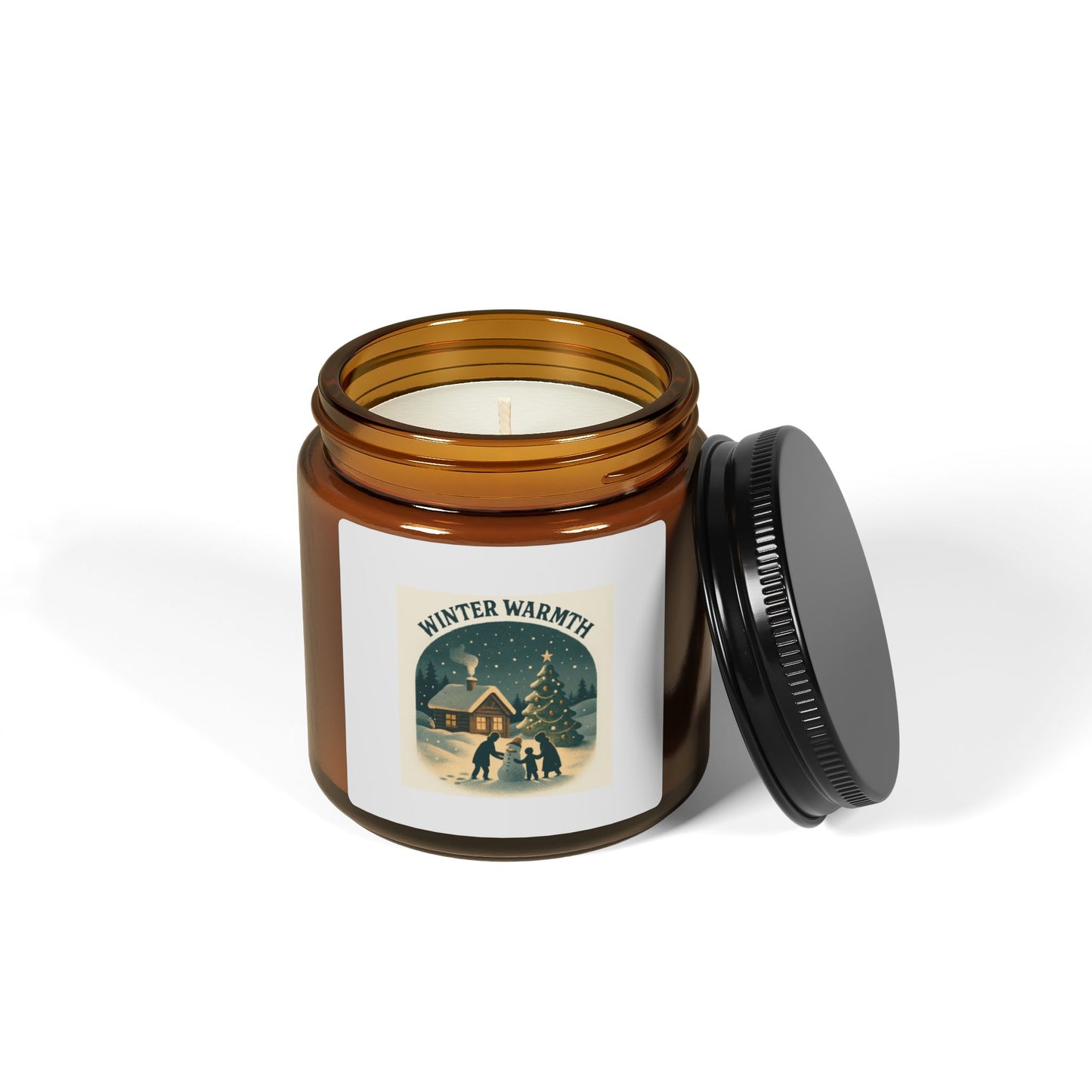 Cozy Winter Warmth Scented Soy Candle | Eco-Friendly Amber Jar, Holiday Home Decor, Aromatherapy Gift, Self-Care