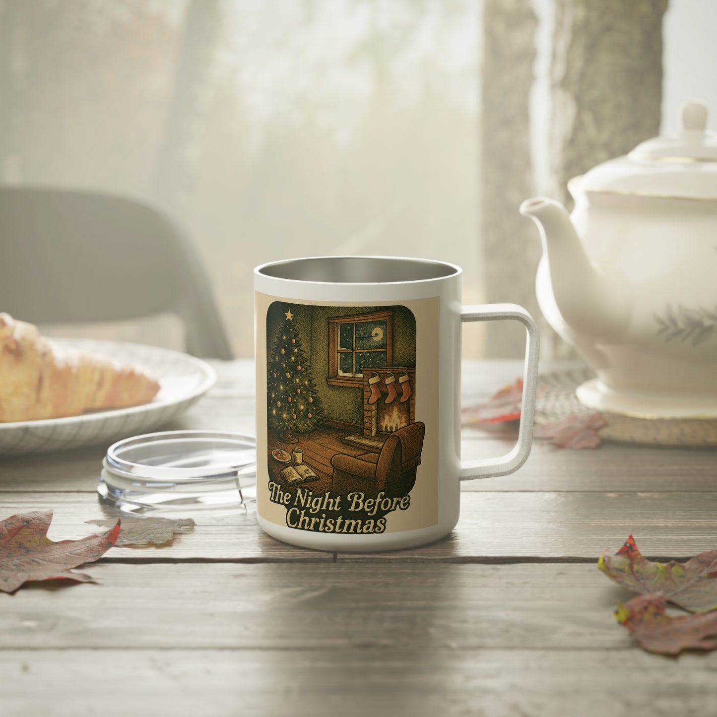Festive Insulated Coffee Mug, Christmas Coffee Cup, Holiday Gift, Cozy Kitchenware, Unique Mug, Christmas Decor