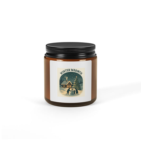 Cozy Winter Warmth Scented Soy Candle | Eco-Friendly Amber Jar, Holiday Home Decor, Aromatherapy Gift, Self-Care