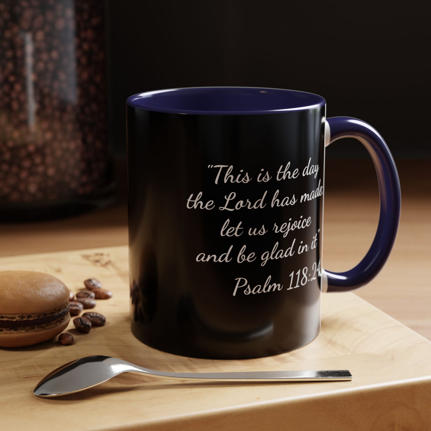 Psalm 118:24 Accent Coffee Mug — Inspirational Christian Scripture Mug (11/15oz)