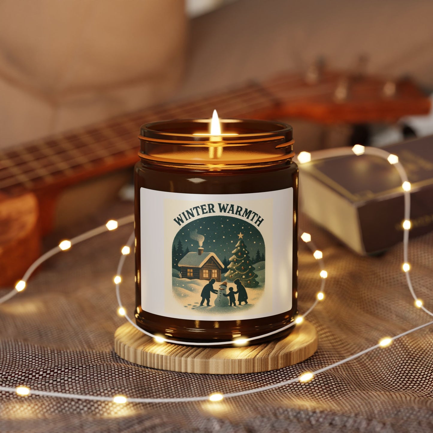 Cozy Winter Warmth Scented Soy Candle | Eco-Friendly Amber Jar, Holiday Home Decor, Aromatherapy Gift, Self-Care