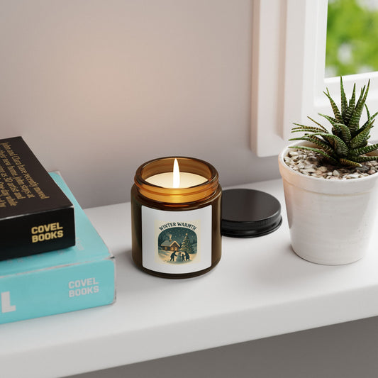 Cozy Winter Warmth Scented Soy Candle | Eco-Friendly Amber Jar, Holiday Home Decor, Aromatherapy Gift, Self-Care