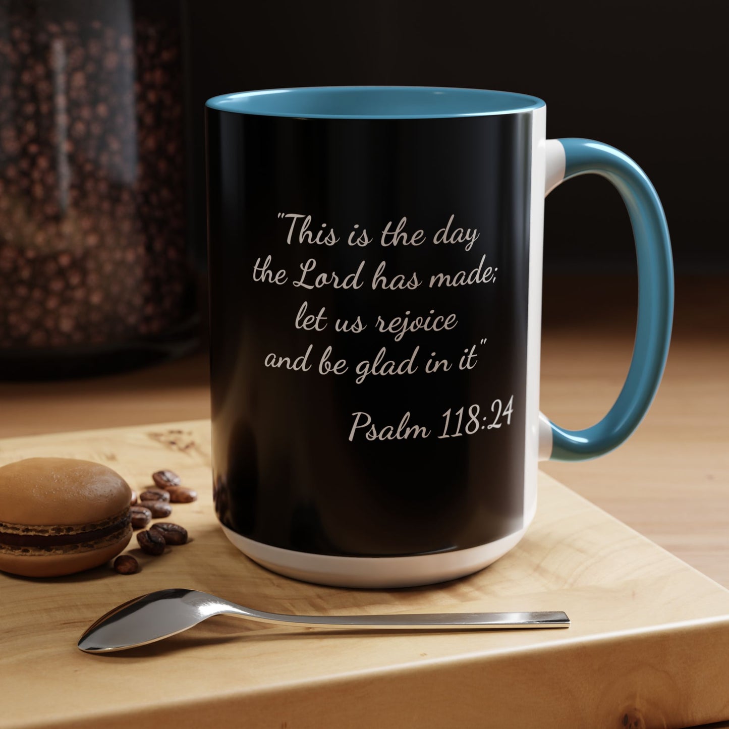 Psalm 118:24 Accent Coffee Mug — Inspirational Christian Scripture Mug (11/15oz)