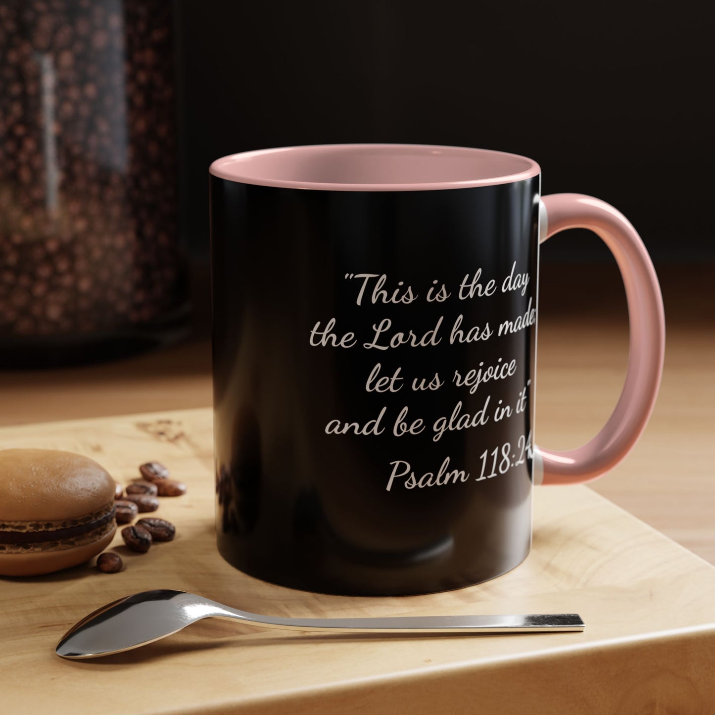 Psalm 118:24 Accent Coffee Mug — Inspirational Christian Scripture Mug (11/15oz)