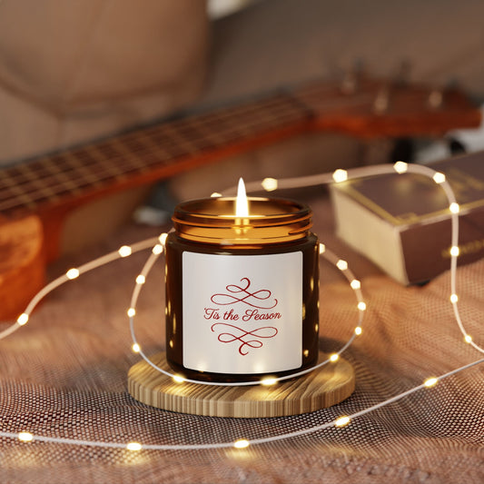 Cozy Scented Soy Candle, Aromatherapy Candle, Amber Jar Candle, Seasonal Home Decor, Gift for Him or Her