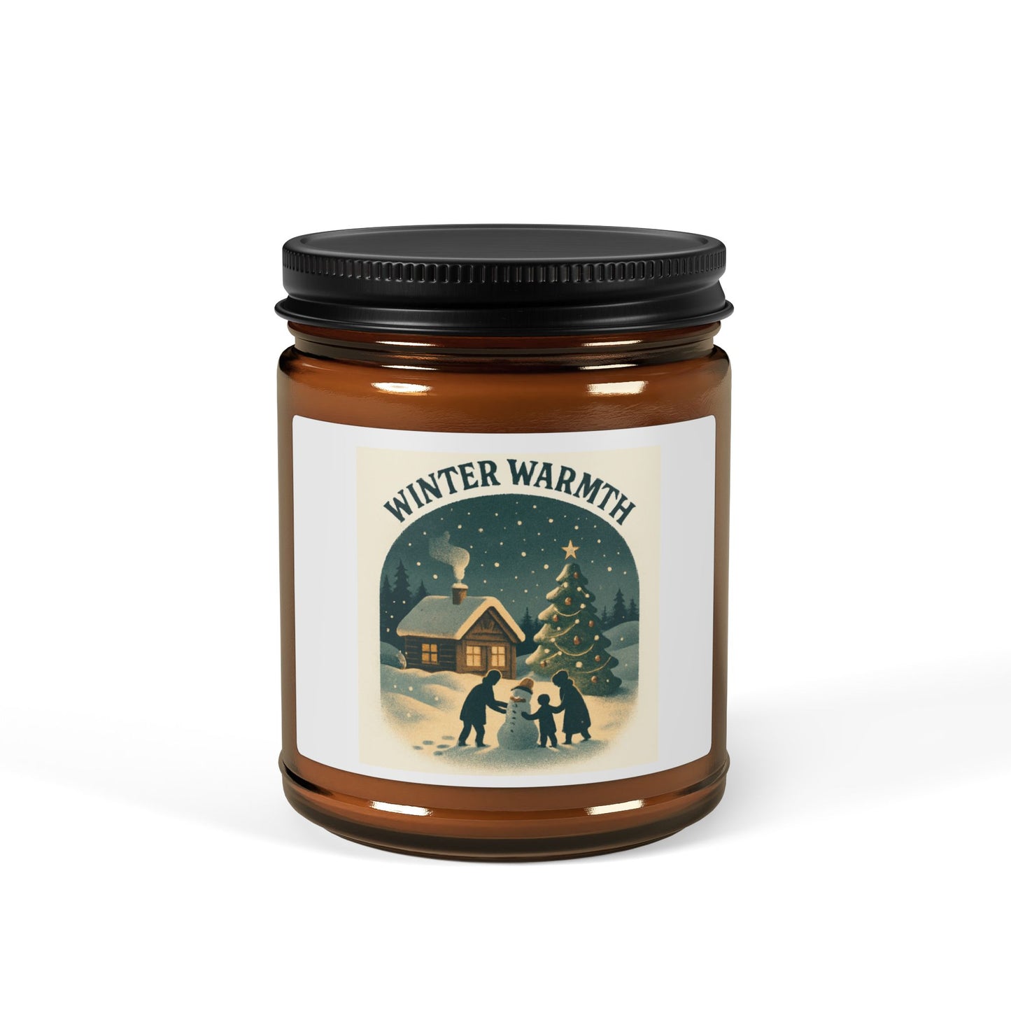 Cozy Winter Warmth Scented Soy Candle | Eco-Friendly Amber Jar, Holiday Home Decor, Aromatherapy Gift, Self-Care