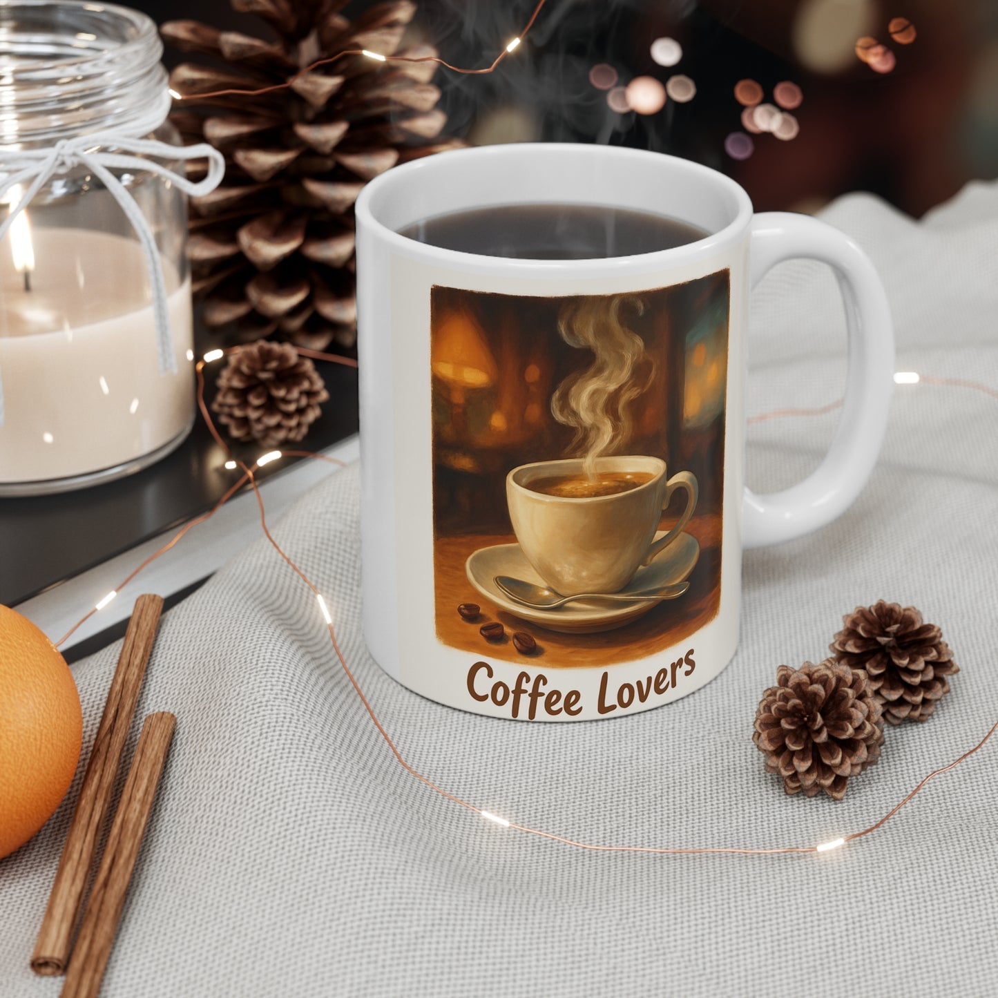Holiday Mug: All I Want for Christmas - Good Friends & Good Coffee, Gift for Coffee Lovers, Xmas Mug, Ceramic Cup, Cute Mug for Friends