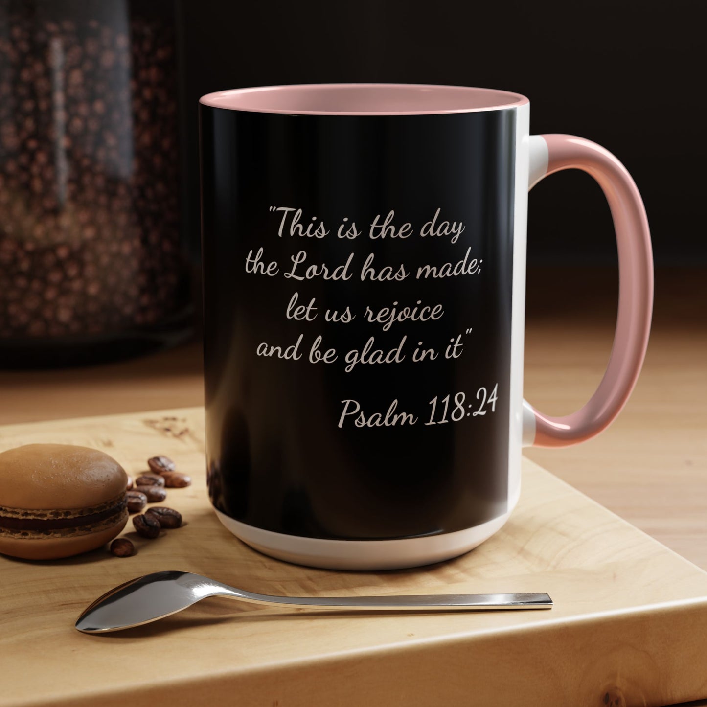 Psalm 118:24 Accent Coffee Mug — Inspirational Christian Scripture Mug (11/15oz)