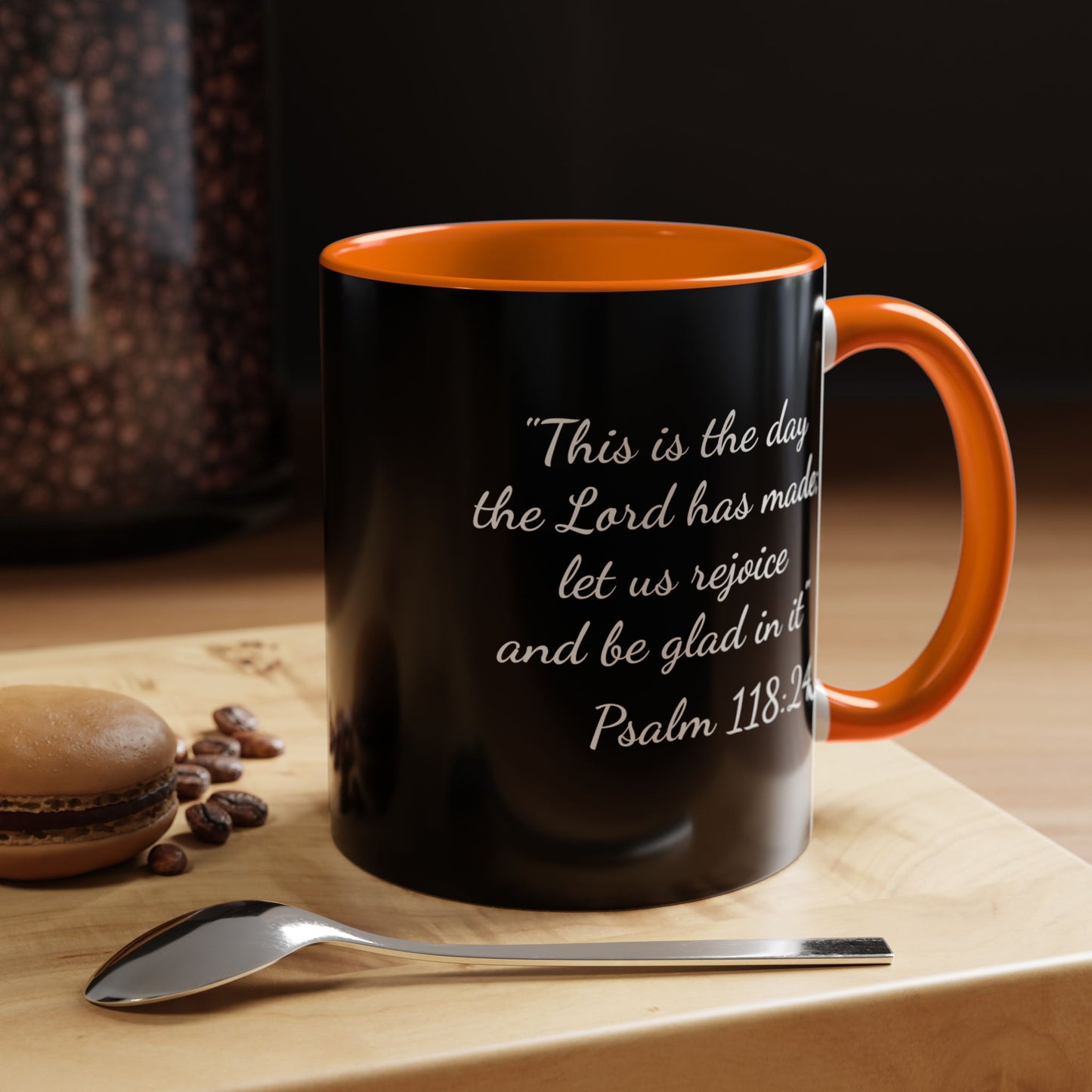 Psalm 118:24 Accent Coffee Mug — Inspirational Christian Scripture Mug (11/15oz)