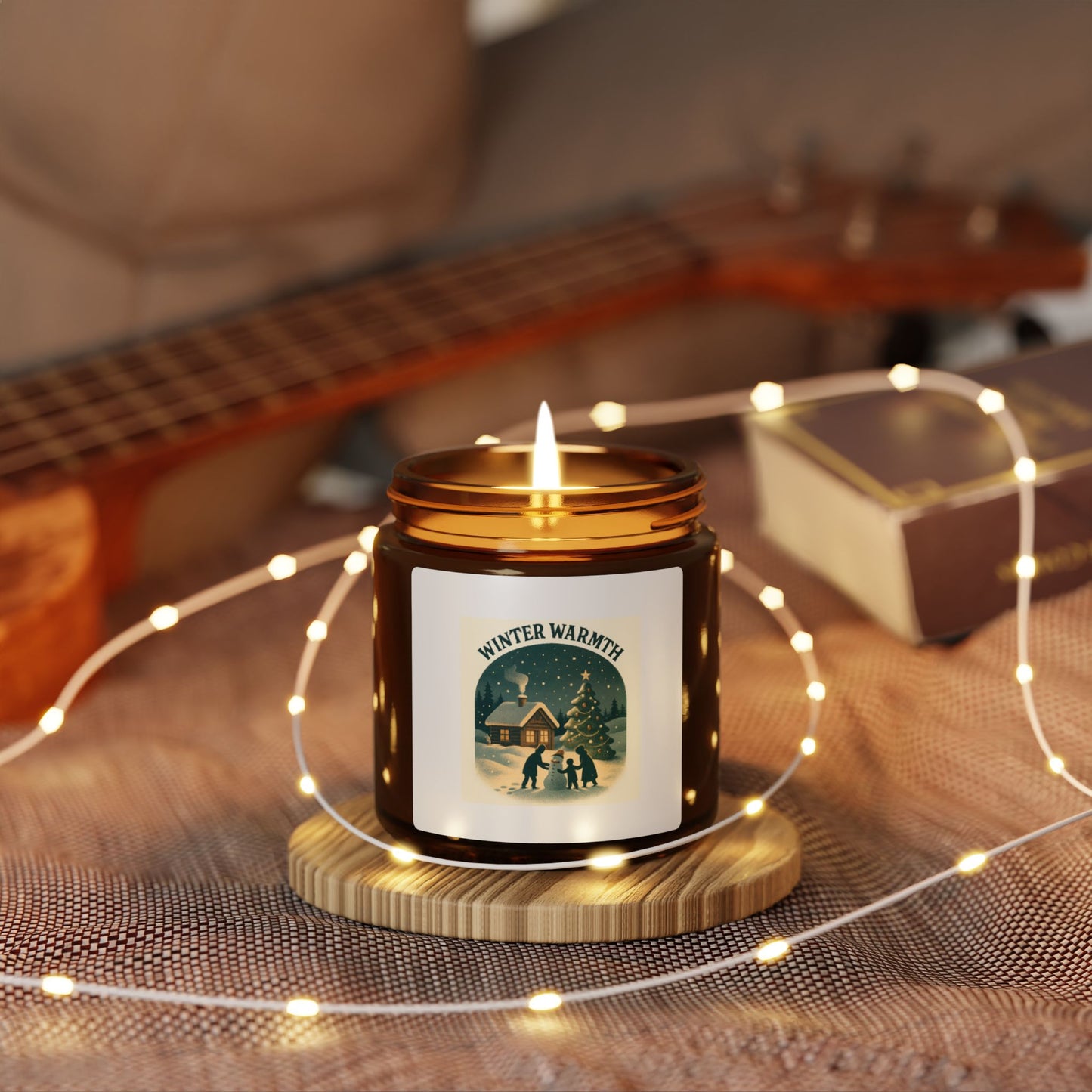 Cozy Winter Warmth Scented Soy Candle | Eco-Friendly Amber Jar, Holiday Home Decor, Aromatherapy Gift, Self-Care