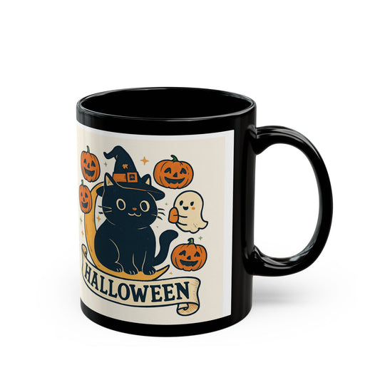 Halloween Black Cat Mug - Spooky Coffee Cup for Cat Lovers, Halloween Decor, Gift for Witchy Friends, Cozy Vibe, Autumn Essentials