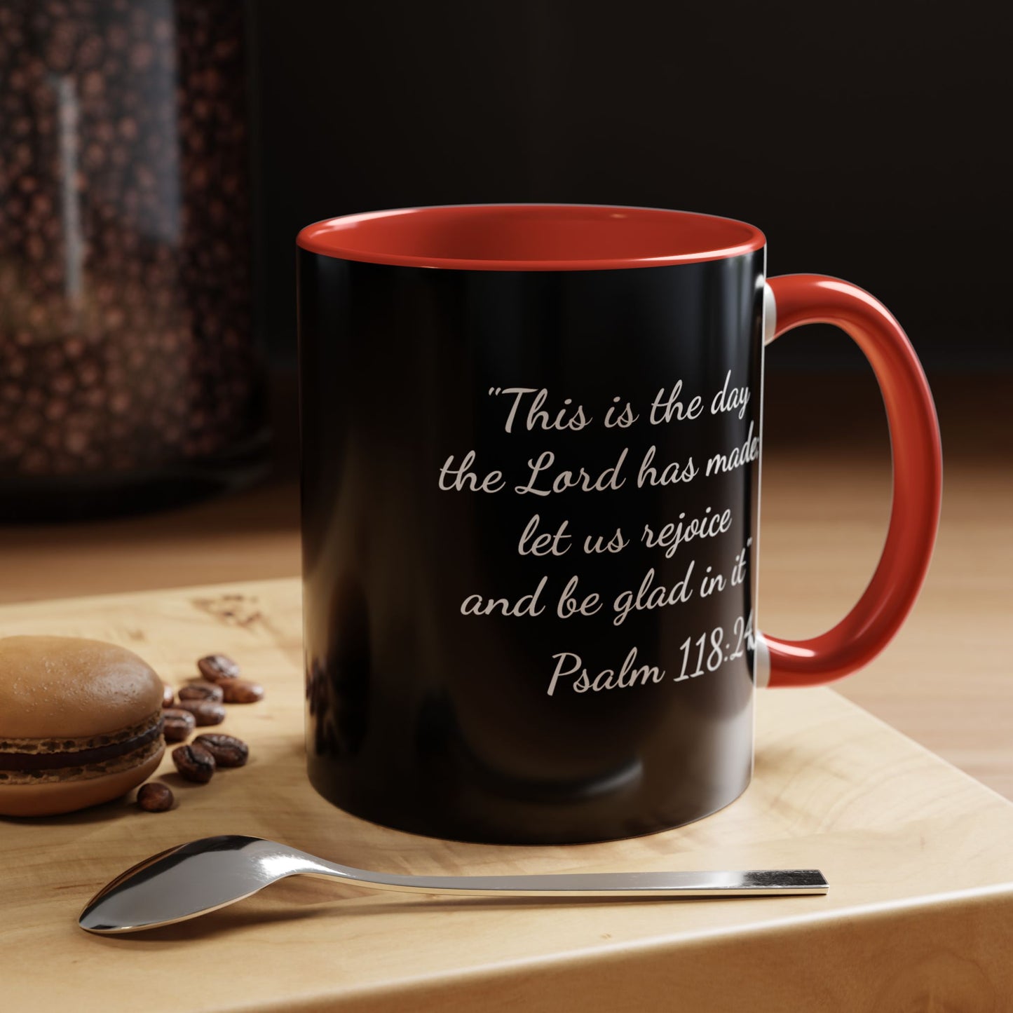 Psalm 118:24 Accent Coffee Mug — Inspirational Christian Scripture Mug (11/15oz)