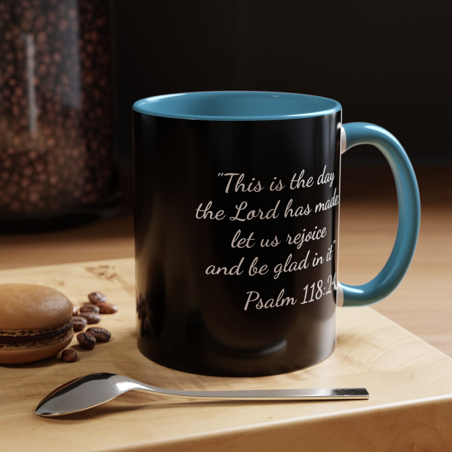 Psalm 118:24 Accent Coffee Mug — Inspirational Christian Scripture Mug (11/15oz)