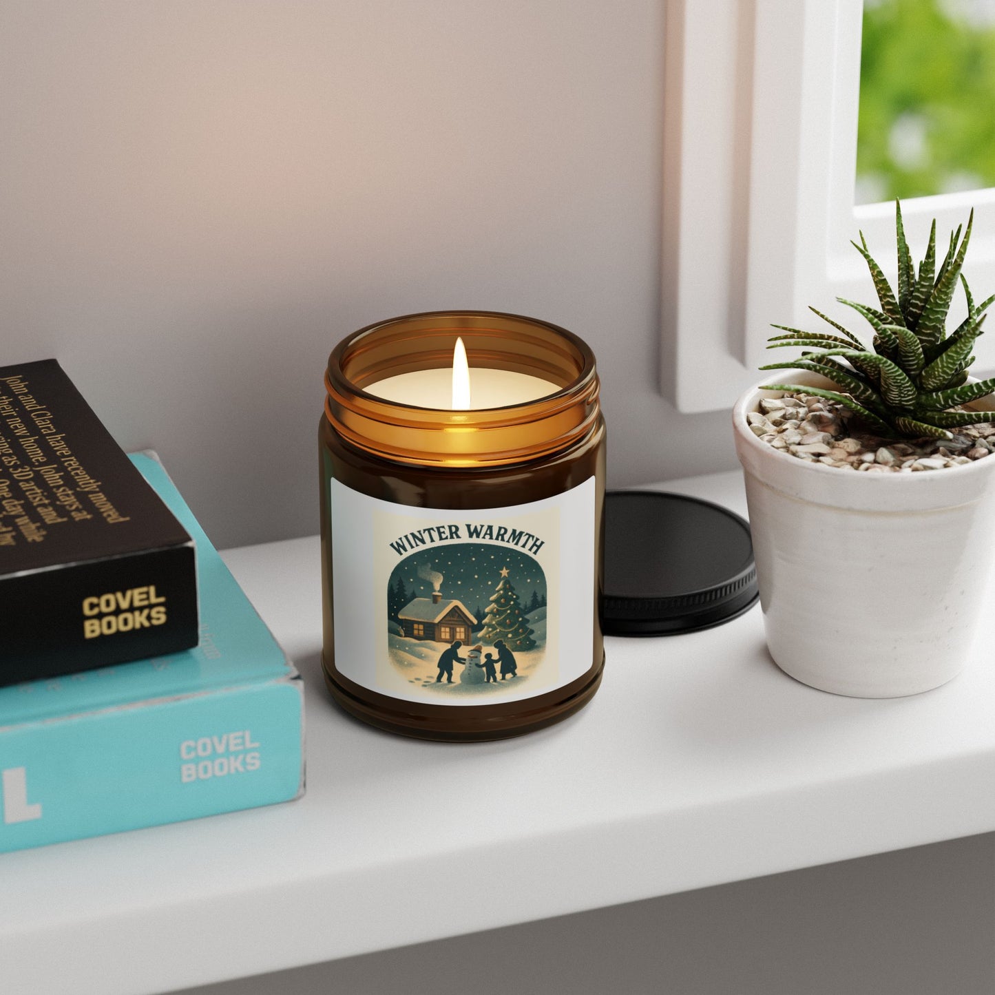 Cozy Winter Warmth Scented Soy Candle | Eco-Friendly Amber Jar, Holiday Home Decor, Aromatherapy Gift, Self-Care