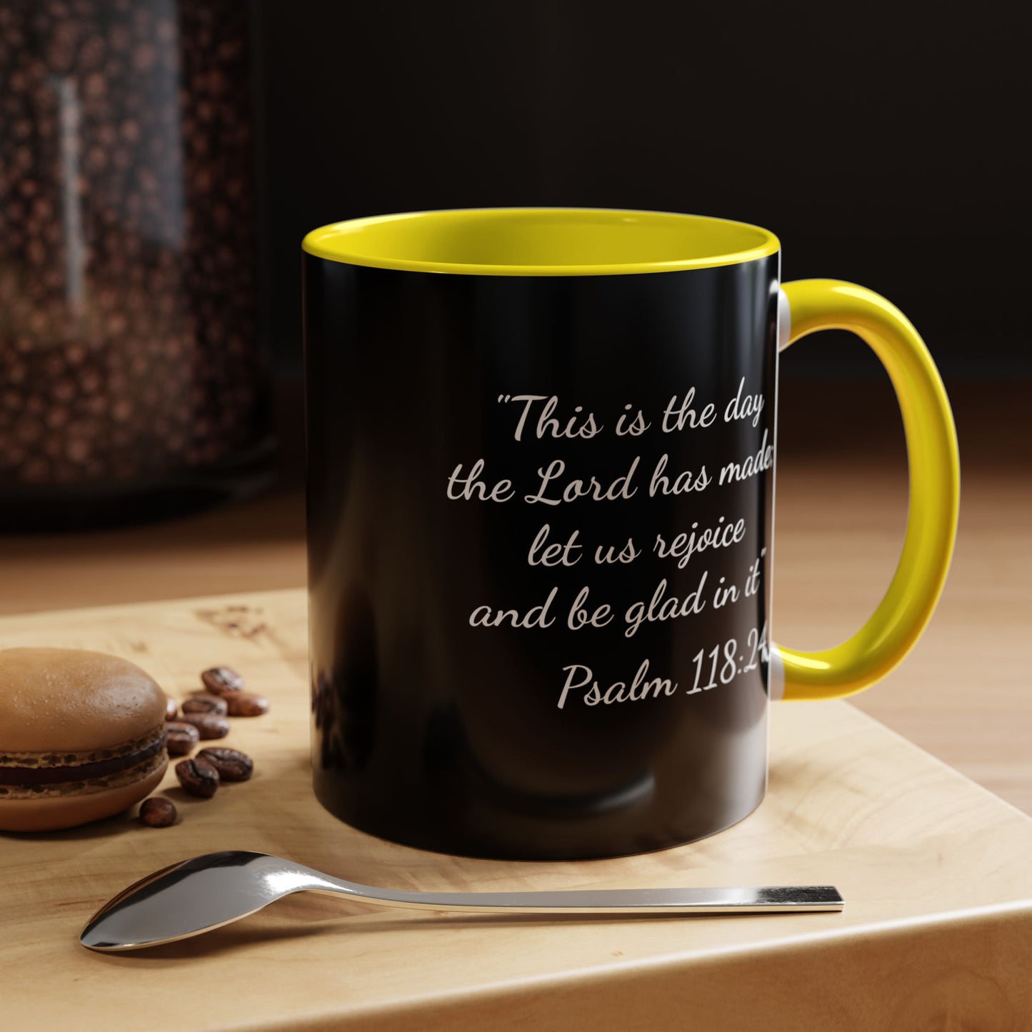 Psalm 118:24 Accent Coffee Mug — Inspirational Christian Scripture Mug (11/15oz)